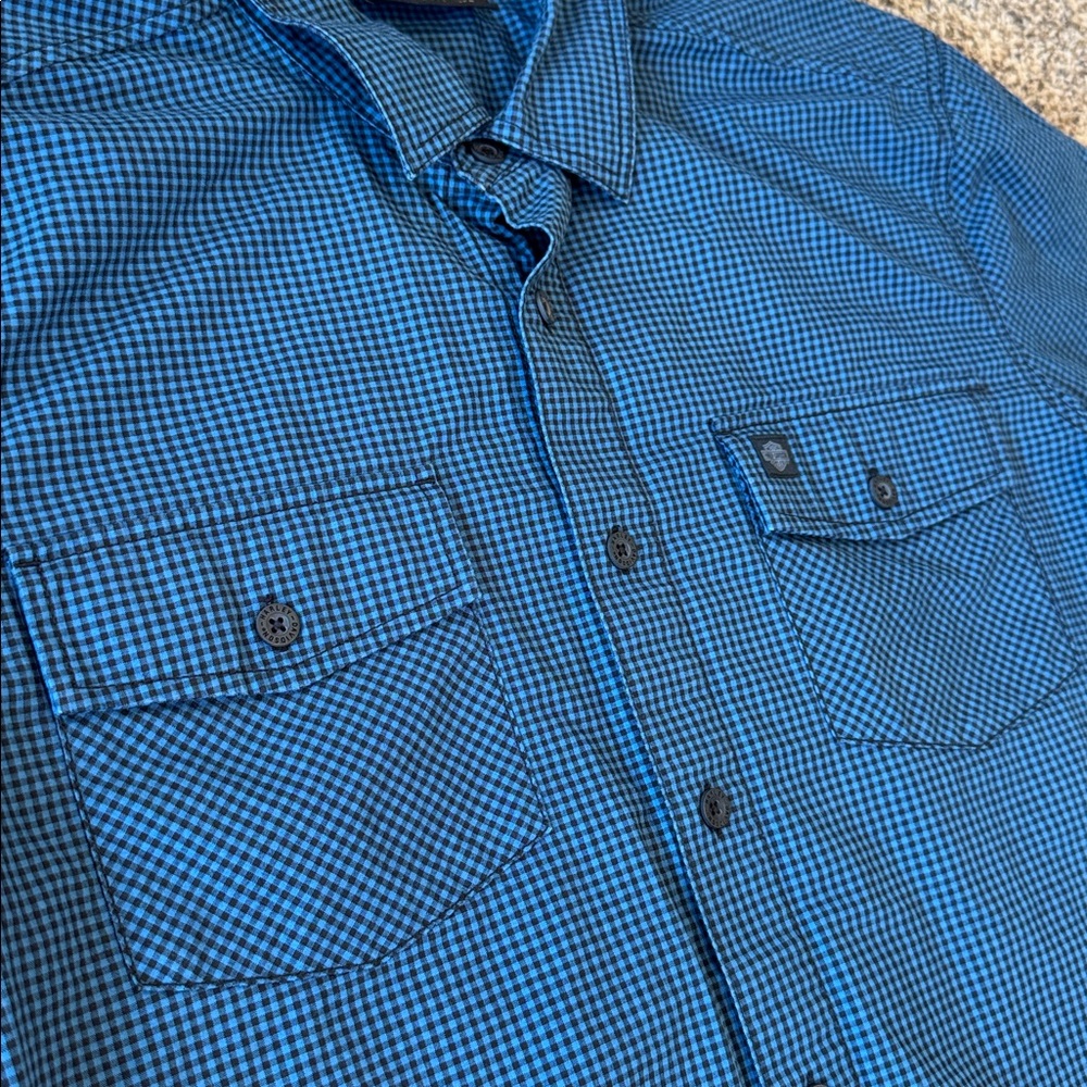 Harley-Davidson Blue Patterned Button Up - Picture 3 of 5